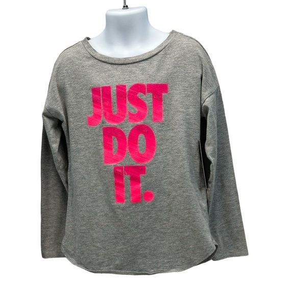 Nike Other - Nike Girls Long Sleeve Crew Neck Just Do It T-Shirt - Grey - size Medium